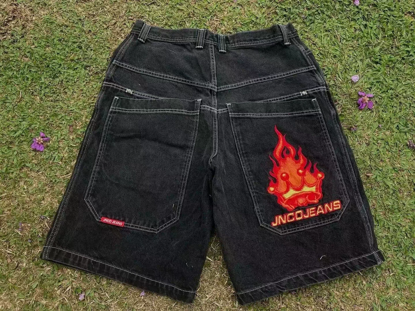 Джинсовые шорты ретро, loose fit, стирка черный/синий, разные размеры (2–XXL)