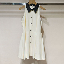 1件起批2025秋女装 XRJ4L01D撞色翻领单排扣无袖连衣裙S250550