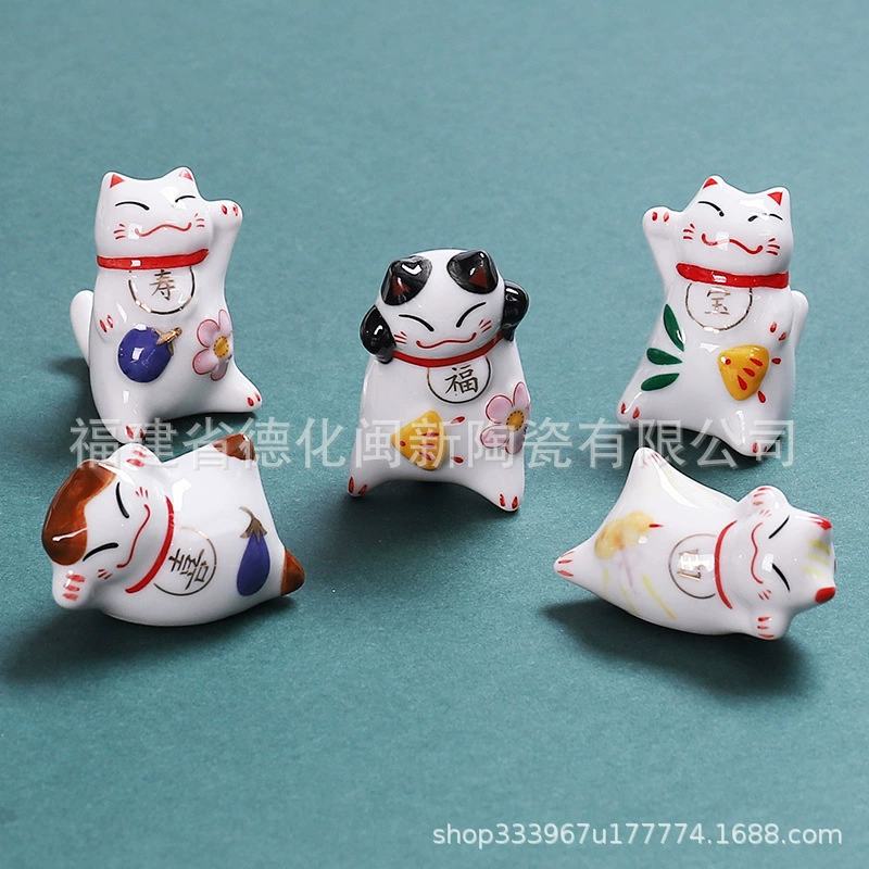 Японский мультфильм милый Счастливый Кот держатель для палочек керамический держатель для палочек бытовые палочки для еды Подушка держатель ручки маленькие украшения фабричная посуда оптом
