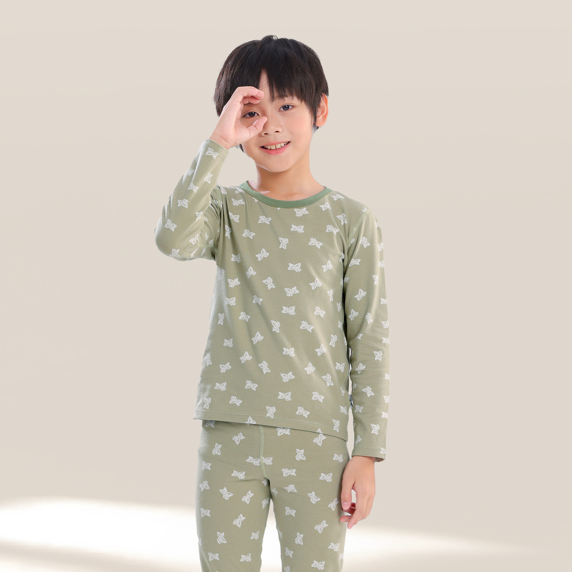 25 otoño y invierno nuevos niños chaqueta de otoño pantalones set Laica delgada ropa interior para niños niñas sin hueso ropa interior set