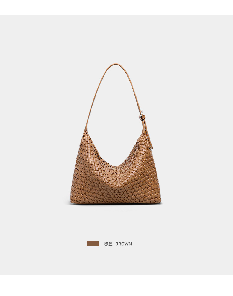 Túi tote nữ cỡ lớn đeo chéo kiểu vintage handmade dệt — màu nâu, màu trắng ngà, màu tím hoa cà chi tiết 22