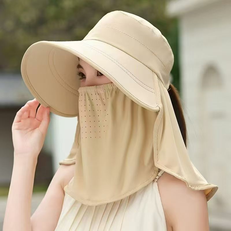 2026 New Style Sun Protection Hat for Women, Summer Large Brim Sun Hat, Anti-Uv, Neck Protection, Face Protection, Ice Silk Fisherman Hat
