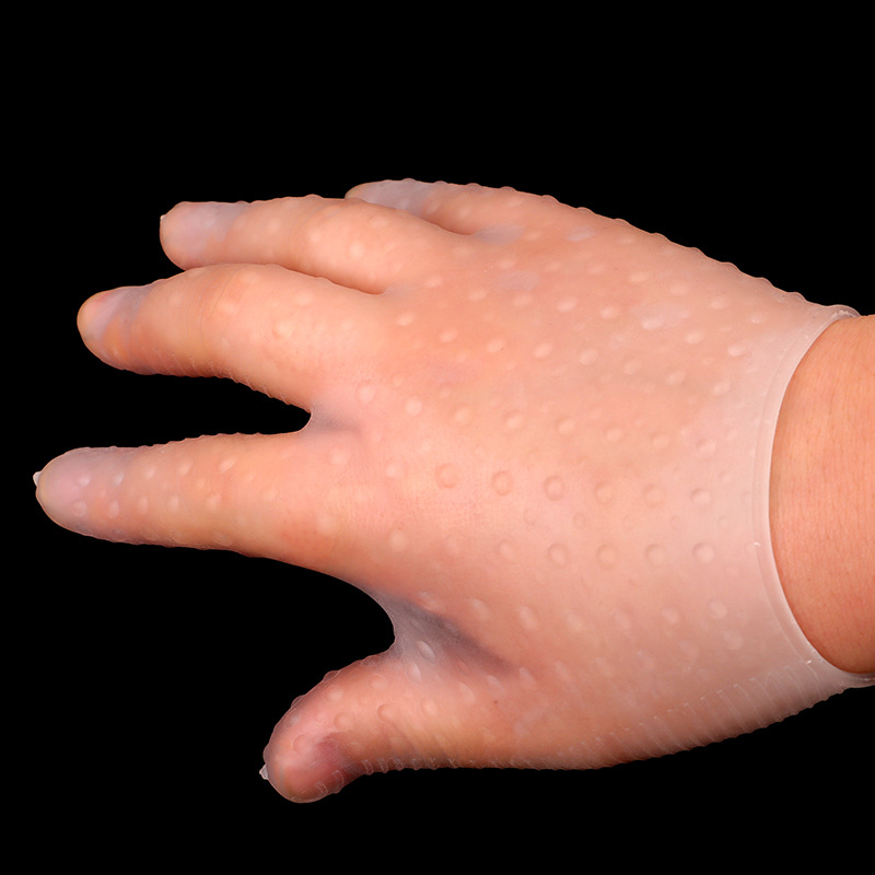 Dotted Silicone Erotic Massage Gloves, Textured Foreplay Teasing Gloves with Finger Sleeves — detail image 7