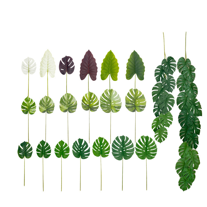 Hoja de tortuga artificial suministro transfronterizo planta verde al por mayor planta accesorios de pared hojas decoración del hogar simulación hoja de tortuga