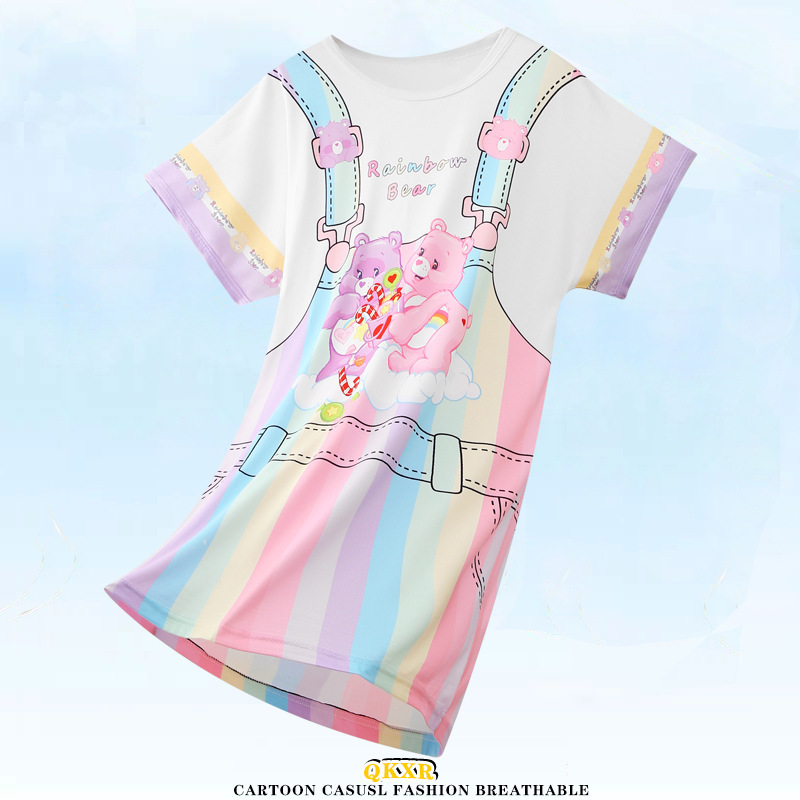 东南亚儿童睡衣夏季女童睡裙短袖可爱公主女孩大童洋气家居服夏天