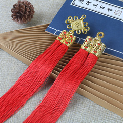 High-end Fu character double tube tassel lantern accessories gold-plated hat long tassel festival supplies wholesale Chinese knot tassel 