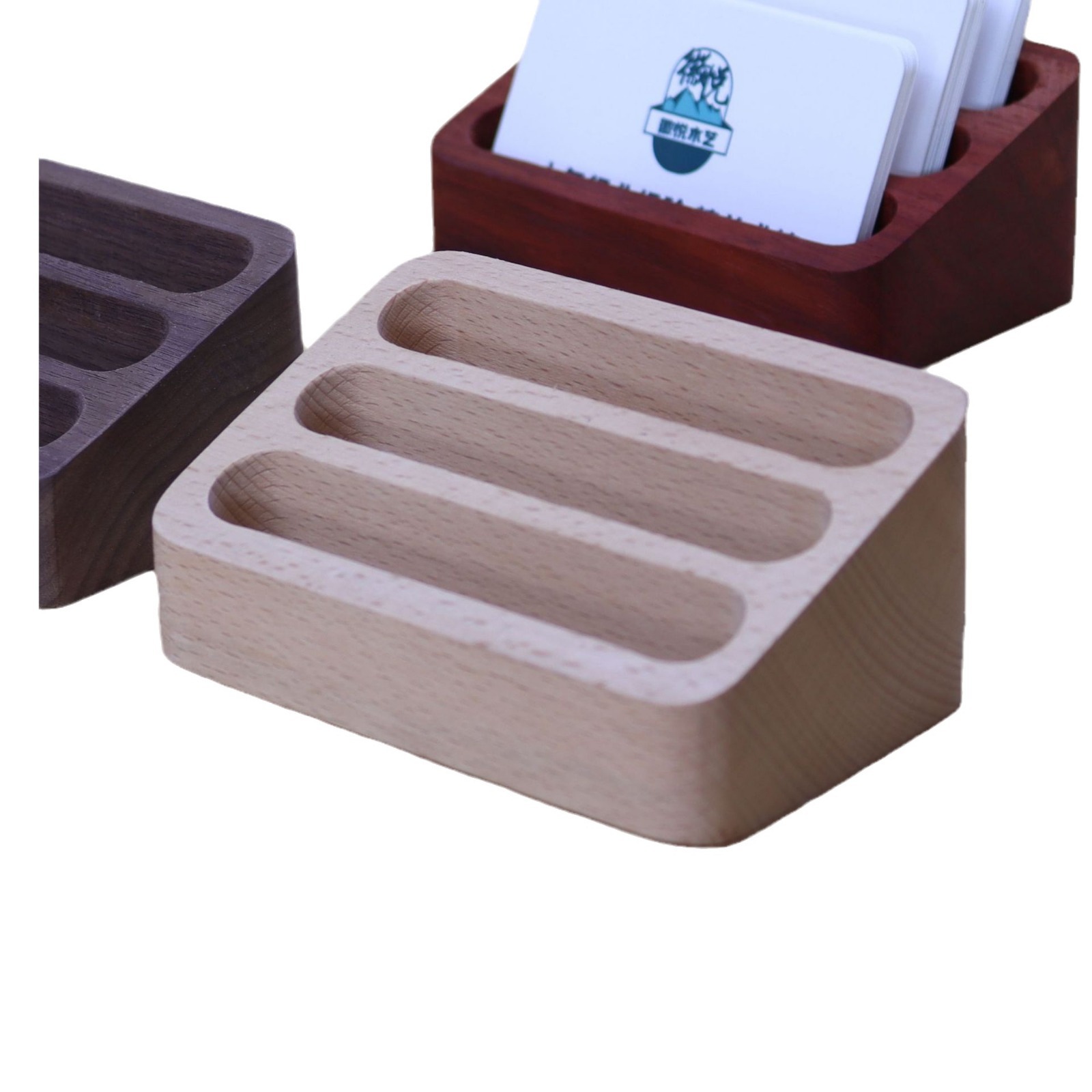 Creativo negro nogal Haya madera maciza titular de la tarjeta oficina de negocios titular de la tarjeta de visita caja de almacenamiento de la tarjeta titular de la tarjeta de visita