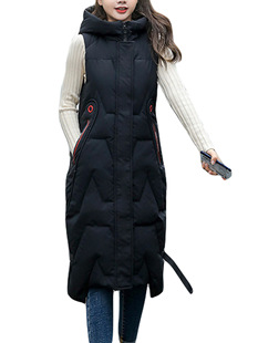 2025 Cross-Border New European and American Women's Winter Mid-Length Hooded Zipper Jacket