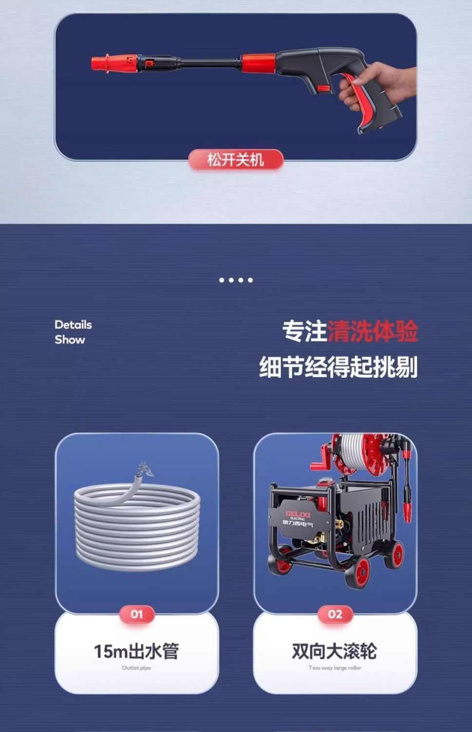 Delixi High-Pressure Car Washing Machine, Powerful Water Pump for Home Use, 220V High-Power Car Washing Water Gun, Commercial Heavy-Duty Floor Cleaning Tool