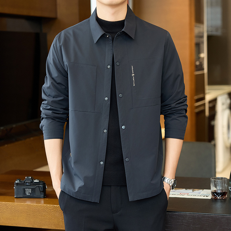 2025 New Business Style Velvet Thickeneded Executive Jacket Men's Jacket Middle-Aged Casual down Jacket Autumn and Winter Style