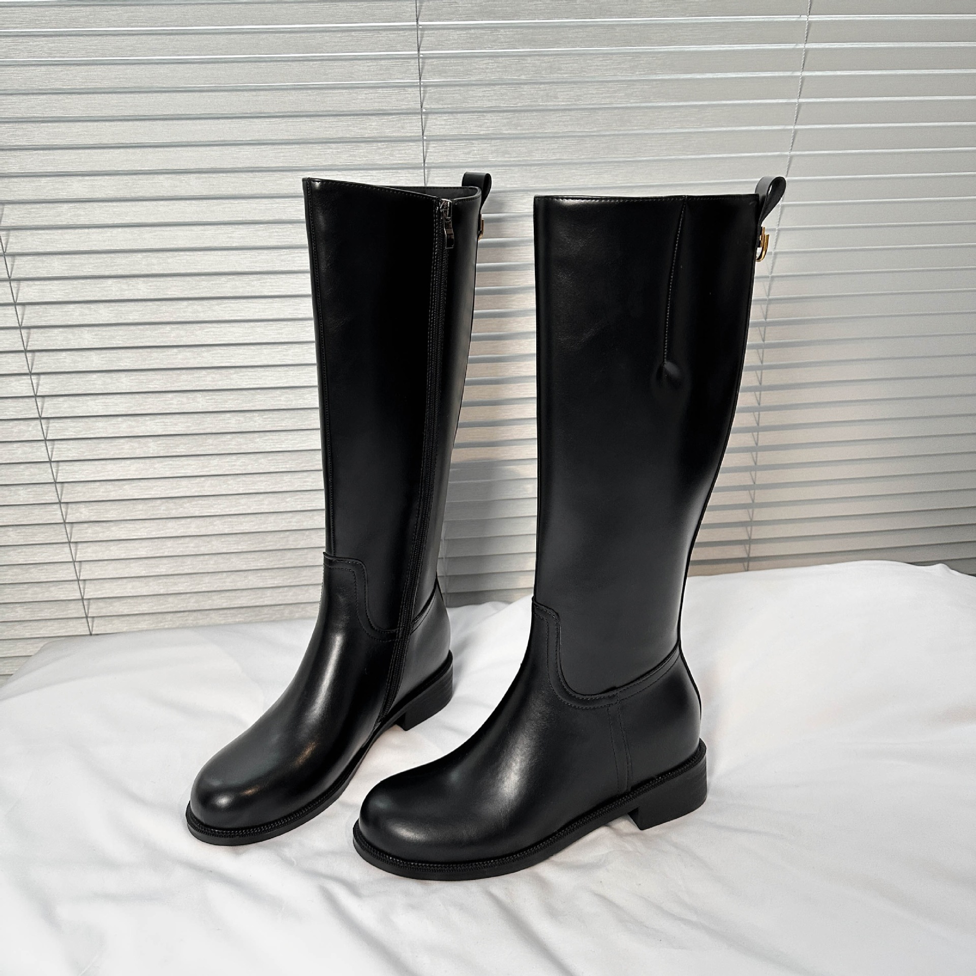 Botas Altas de Caballero para Mujer de 7cm de Superfibra, Tacón Grueso, Térmico, para Otoño e Invierno