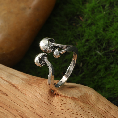 wish cross-border creative old mushroom open ring female European and American fashion simple alloy adjustable jewelry ring