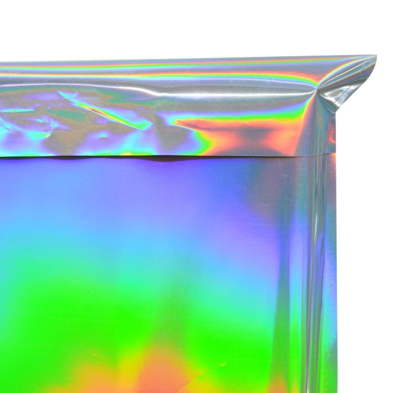 Bolsa autoadhesiva láser colorido sobre bolsa archivo camisa ropa cosméticos con bolsa de embalaje de tira autoadhesiva