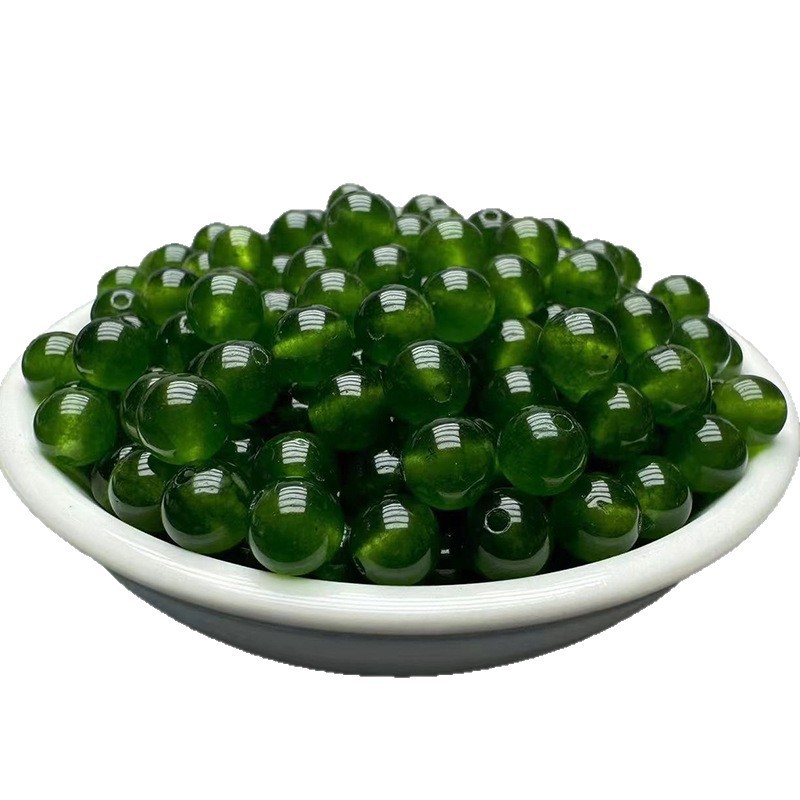 7A台碧玉髓散珠菠菜绿玉髓翡翠玉圆珠diy手工编织串项链配饰材料|undefined