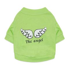 Dog clothing pet clothes cotton sweat fabric light green print wings t-shirt for small dogs spring and summer wear