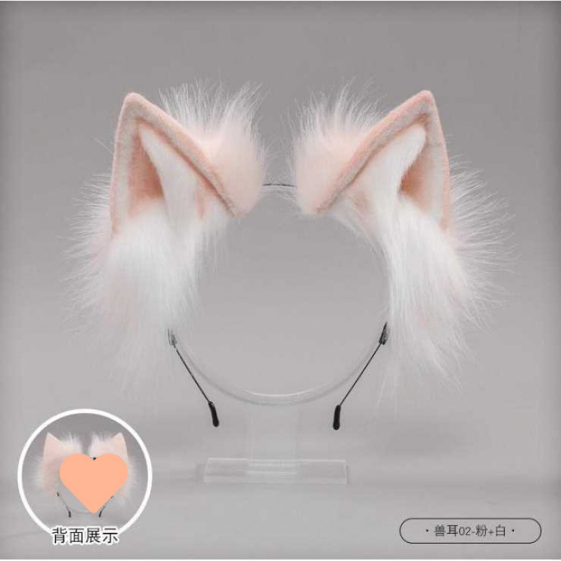 日本製帽子猫耳ヘアバンドキツネぬいぐるみヘアピンヘアアクセサリーガールハートシミュレーション純粋な欲望風獣耳|undefined
