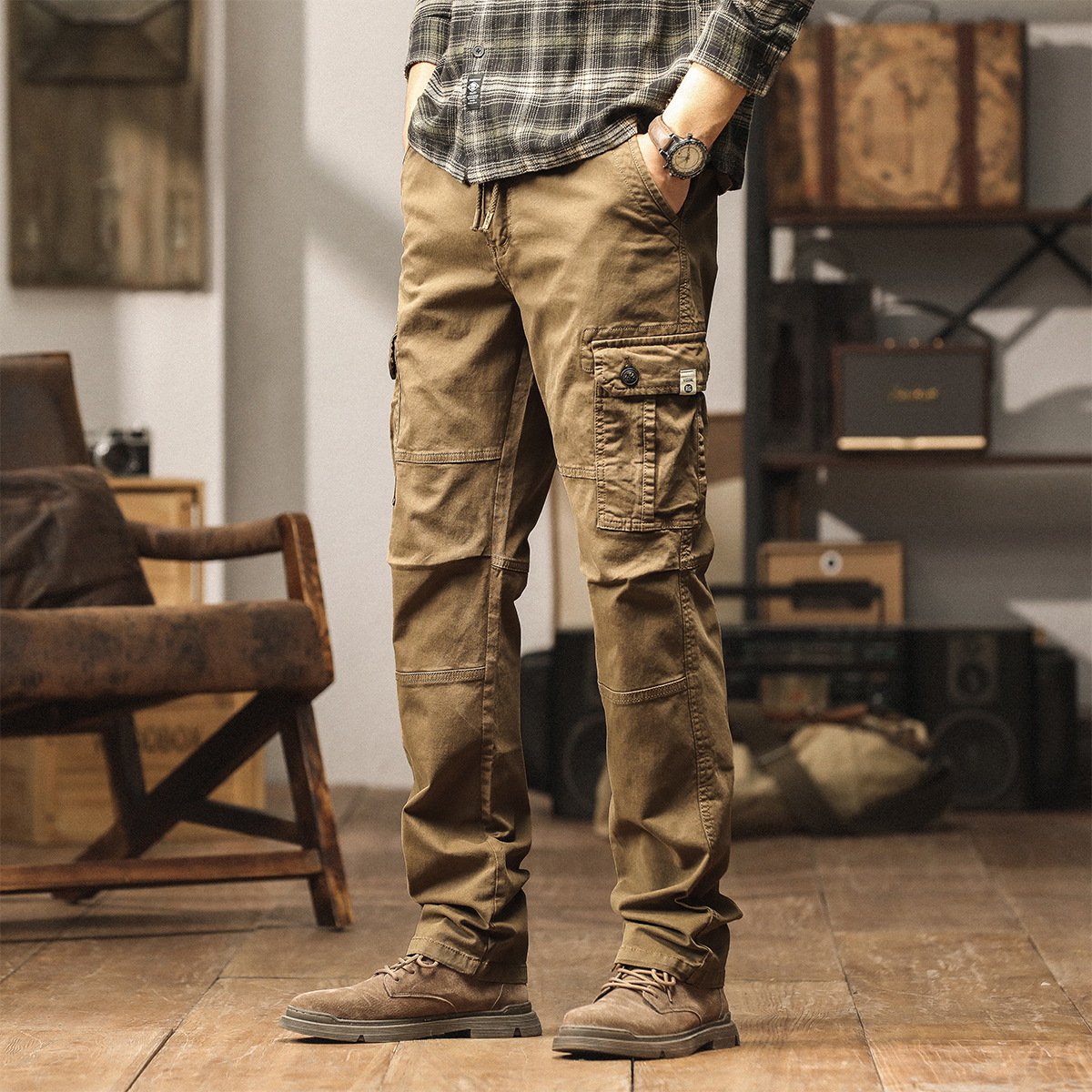 Archon Tactical Pants Autumn and Winter Elastic Outdoor Pure Cotton Large Size Wear-Resistant Training Pants Multi-Pocket Combat Pants Cargo Pants for Men