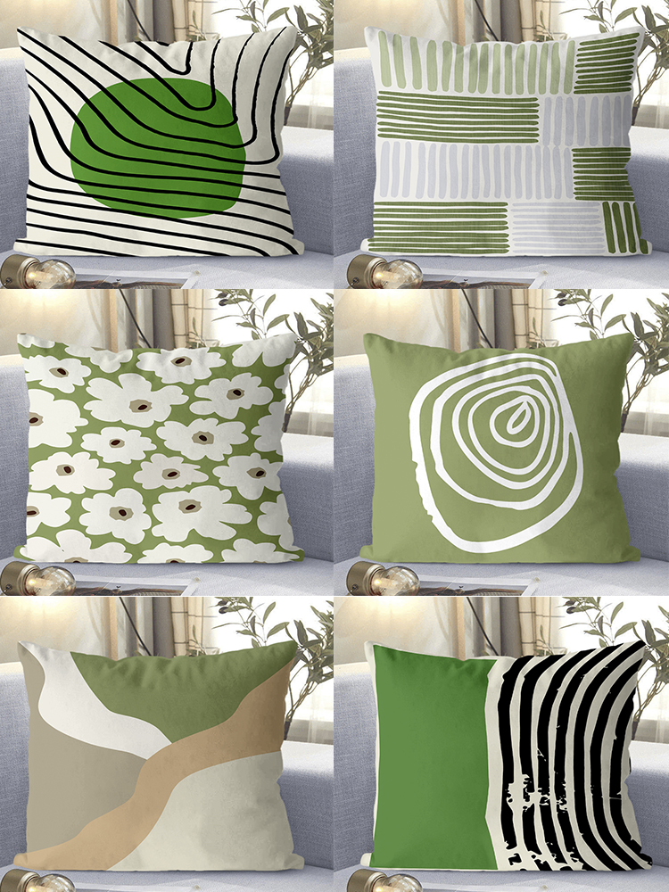 R9DC方形轻奢绿色小清新抱枕客厅沙发靠垫现代简约抱枕套床头睡觉