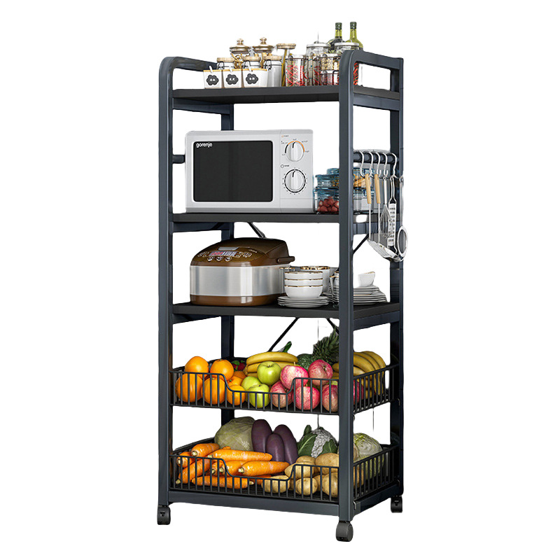 Estante de cocina móvil Estante de frutas y verduras multicapa de piso Horno de microondas multifuncional Olla arrocera Estante de almacenamiento de horno