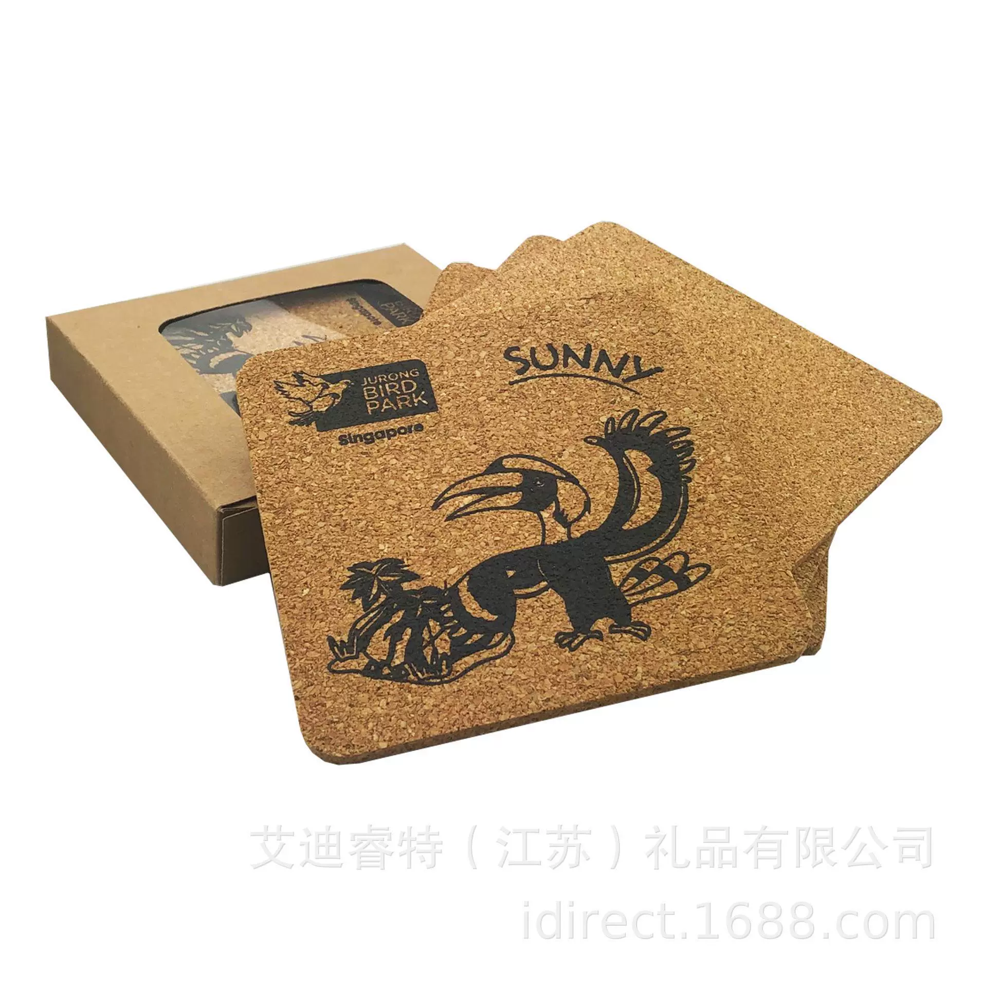 CST005 方形软木杯垫4个装 加工定 制印logo 现货跨境热销