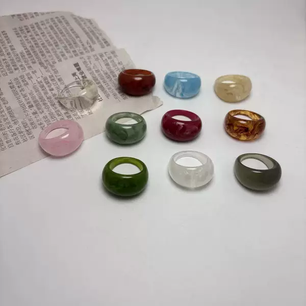 Ring for Women Korean Version New Cross-Border Creative Candy-Colored Ring Surface Cute Ring Personalized Resin Light-Sensitive Hand Jewelry Wholesale