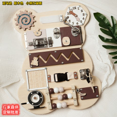 Busy Board DIY Accessories Parts Montessori Early Learning Toy Amazon Cross-border Solid Wood Color Teddy Busy Board