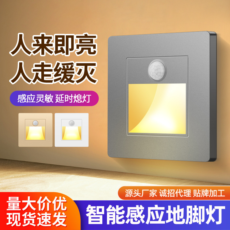 Type 86 Embedded Human Body Sensor Foot Lamp Stair Step Sensor Lamp Corridor Aisle Corridor Led Kicking Lamp