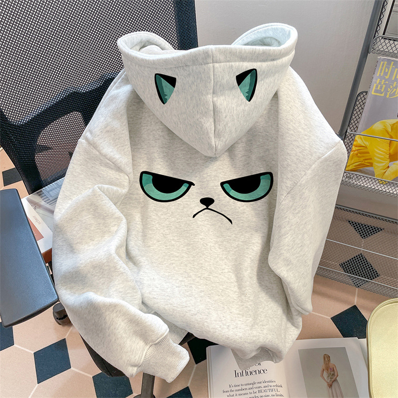 连帽卫衣情侣款休闲女2025新款加绒加厚舒适上衣男士百搭ins风