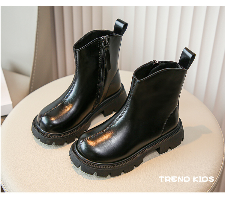 Girls' British style Martin soft soled short 2024 autumn and winter new item boys' versatile leather single children's_voghion.com