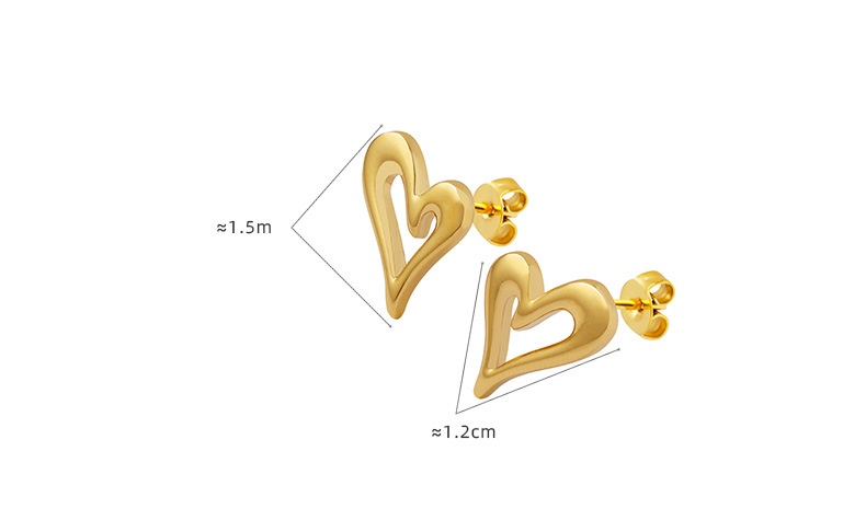 Simple Style Heart Shape Titanium Steel Ear Studs Hollow Out Stainless Steel Earrings
