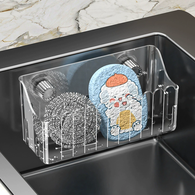 Simple transparent household drain basket and multi-function kitchen storage rack in various styles