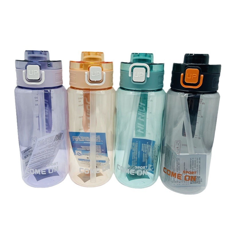 Tong 6347 espacio de plástico taza de agua con taza de paja 850ml escuela portátil de plástico deportes de los hombres red hervidor de agua rojo