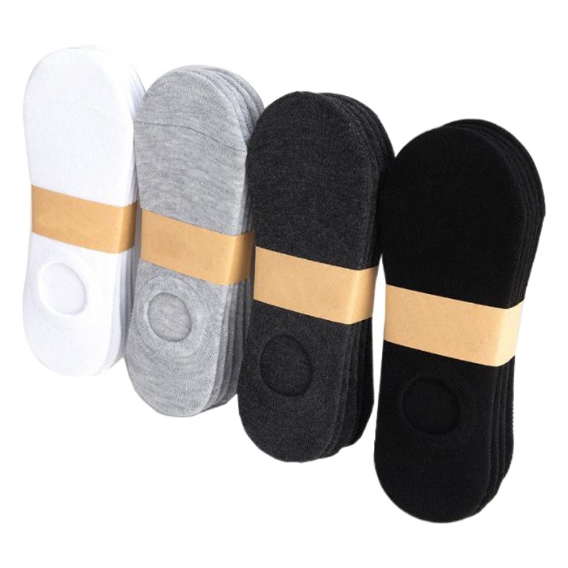 Calcetines de primavera y verano Calcetines de hombre Calcetines de tobillo bajos de estilo coreano Calcetines invisibles de corte bajo de silicona Calcetines de algodón deportivos para hombres al por mayor