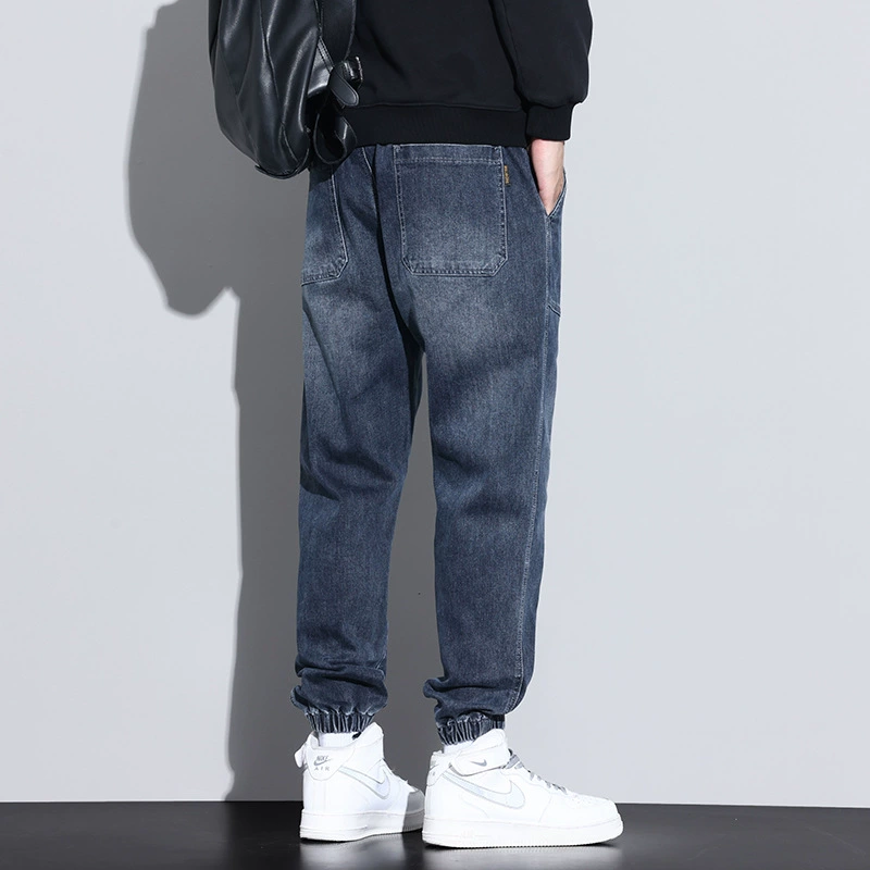 Демисезонные джинсы, трендовые универсальные штаны для отдыха, oversize, эластичная талия