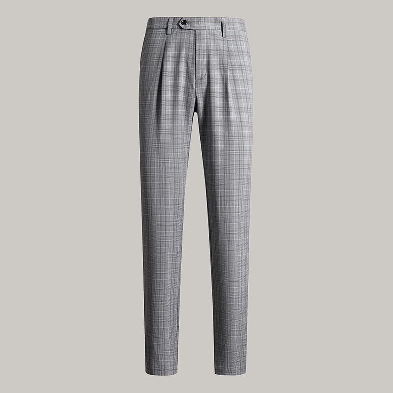 Pantalones a cuadros Príncipe de Gales Pantalones rectos sueltos delgados de verano para hombres pantalones casuales elásticos de negocios de alta gama para hombres