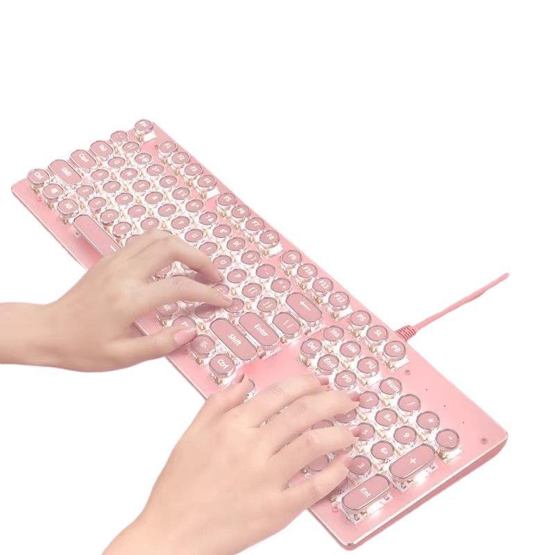 2025 新しいかわいいメカニカルキーボード女の子のための見栄えの良いオフィスゲームノートブック有線キーボード 3 点セット|undefined