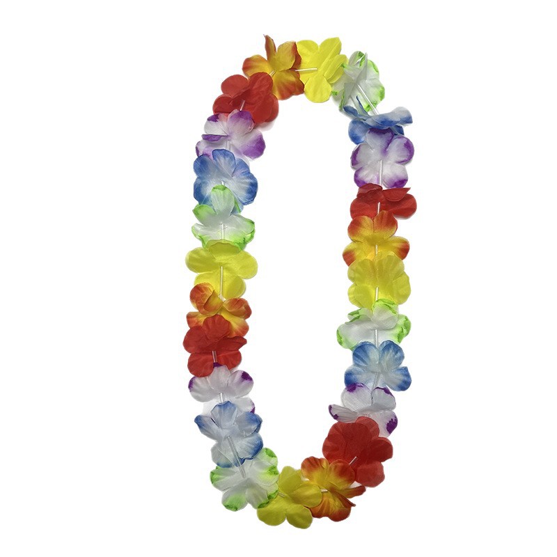 24 pares de guirnaldas de tela de poliéster hawaiana de color guirnalda multicolor de color de 6,5 cm de largo de 96 cm de diámetro