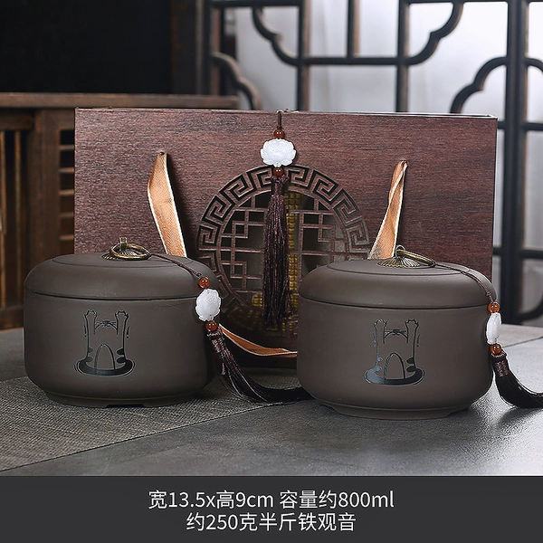 Work hard!Meow-Tiandi Jar-Double Jar Hollow Gift Box