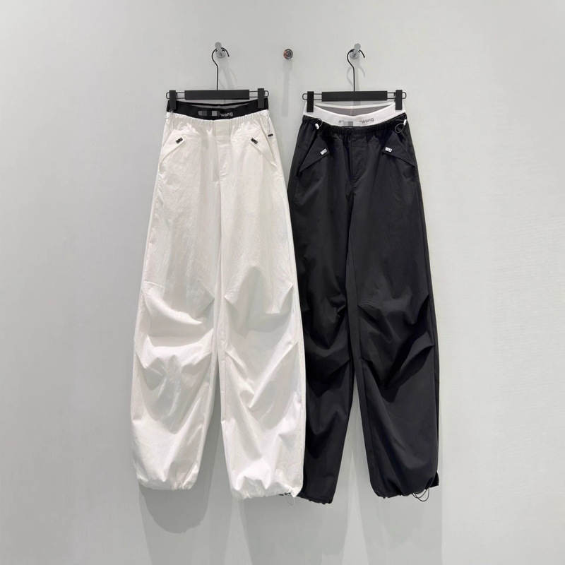 2026 Summer New Style Elastic Waist Rivet Drawstring Cuffed Convertible Thin Casual Pants Cargo Pants Long Pants