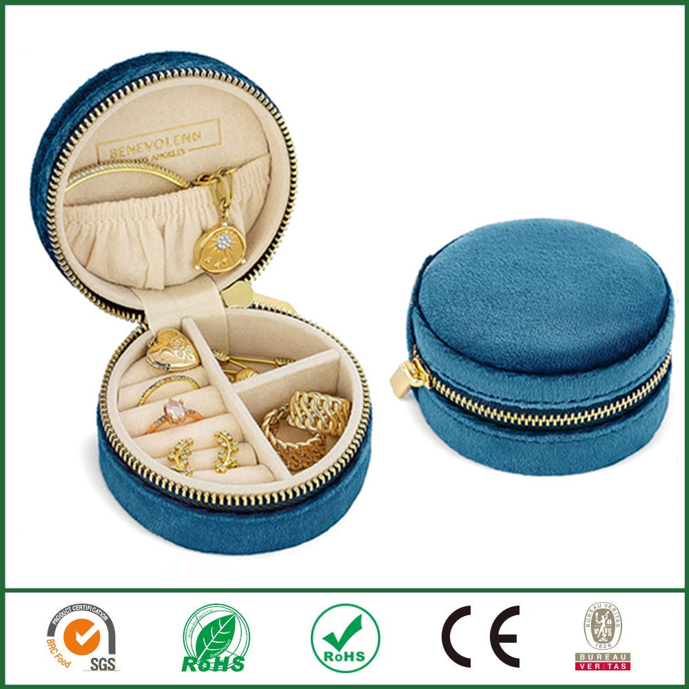 创意新款外出旅行迷你式首饰包新款圆形拉链首饰盒小巧拉链饰品盒