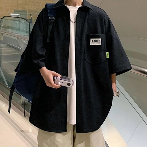 Men's Short-sleeve Wafer Shirt for Summer 2024, Stylish and Rugged, High-end Student Style, Trendy and Thin Jacket
