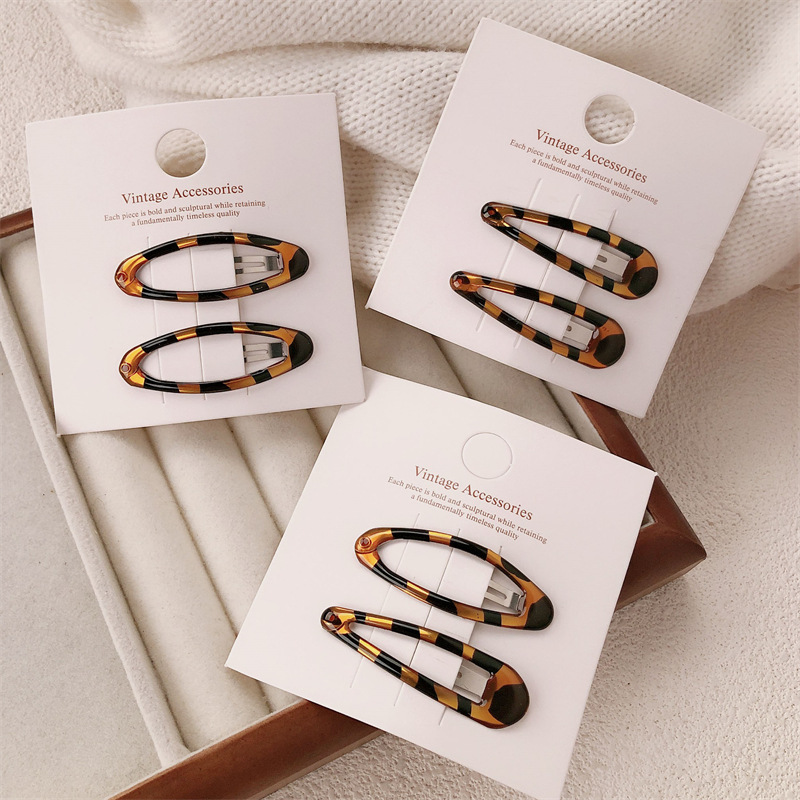 Coreano simple estampado leopardo clips para el cabello de chicas bonitos clips de frangeo lateral adorable clips de BB clips para el cabello de la cabeza