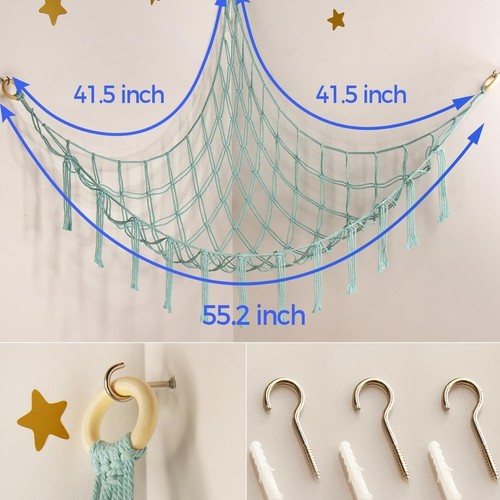 Triangle toy hammock cross-border handmade cotton rope children's room figurine storage toy wall hanging net bag