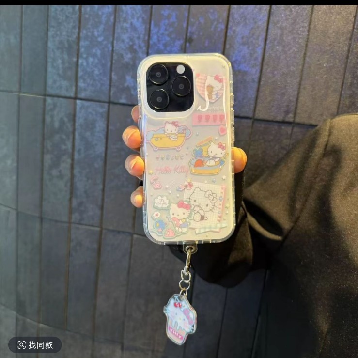 爆款圆边双层多巴胺kt猫适用iphone16promax苹果15可爱13手机壳14|undefined