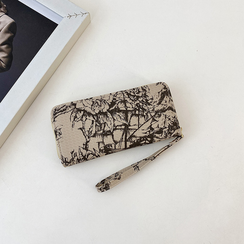 Women's Wallet 2025 New Cross-Border Large-Capacity Long Clutch Bag Retro Leaf Card Holder Coin Purse Mobile Phone Bag