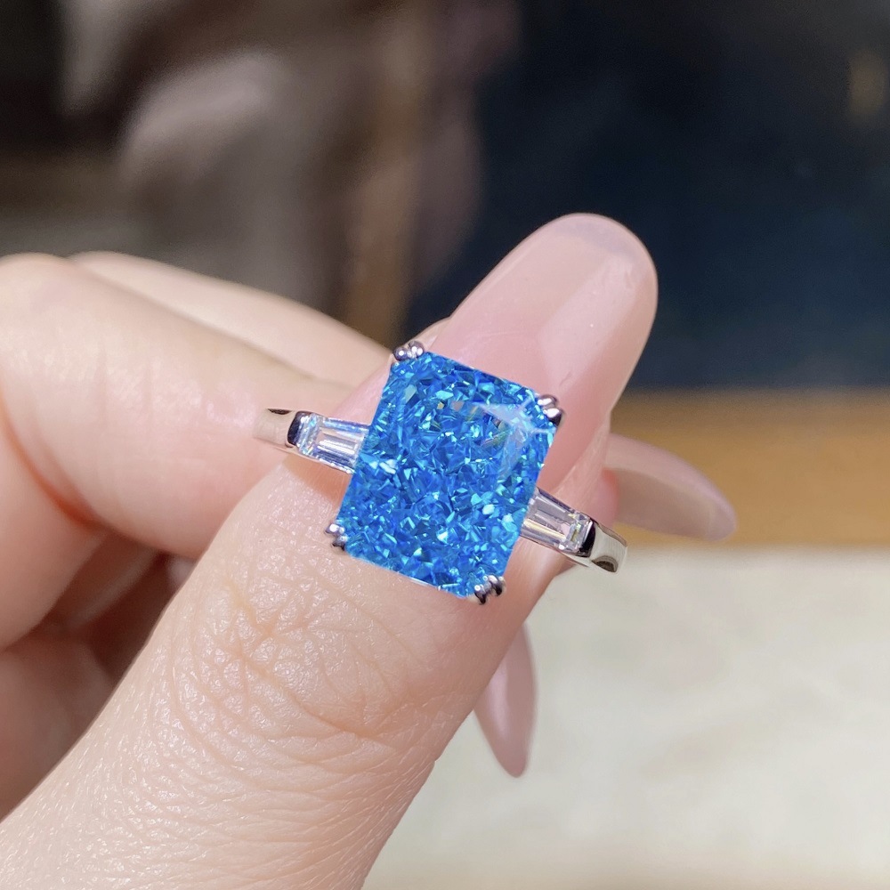 Fashion Rectangle Sterling Silver Plating Zircon Rings 1 Piece