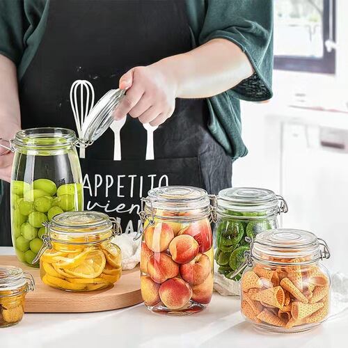 Wholesale glass seal jar kimchi canned lid pickled vegetables jam jar honey lemon thick storage jar glass jar