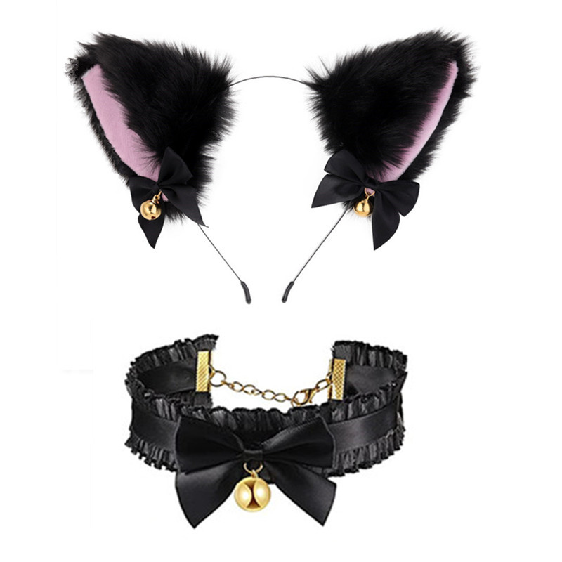 Set cerchietto orecchie di gatto e girocollo per ragazza_voghion.com