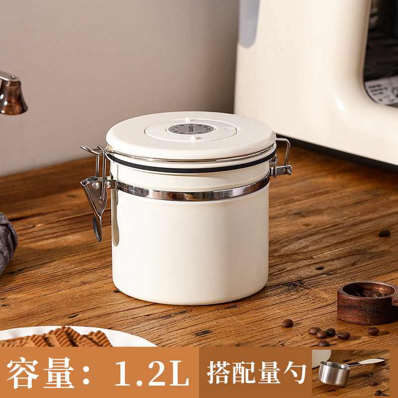 コーヒー豆、コーヒー粉、乾物用密封容器、304ステンレス鋼製排気バルブ付き密封保存容器、鮮度保持容器|undefined