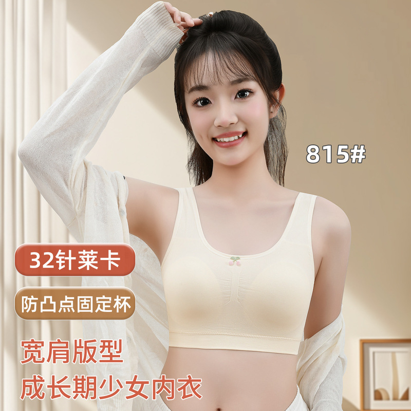 Developmental Period Sports Shock-Proof Student Bra with No Steel Ring, Fixed Cup, Small Vest, Three-Stage High School Student Bra, Teenage Girl Underwear Developmental Period Sports Shock-Proof Student Bra with No Steel Ring, Fixed Cup, Small Vest, Three-Stage High School Student Bra, Teenage Girl Underwear